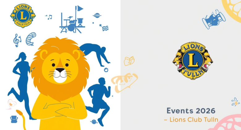 Lions Löwe, blaue Menschen die Sport machen, Banner Foto