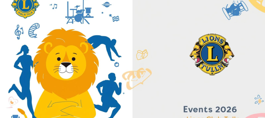 Lions Löwe, blaue Menschen die Sport machen, Banner Foto