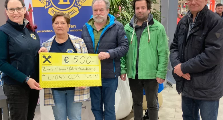Spendenübergabe Männerwanderung Tulln Stockerau an den Lions Club Tulln 2023