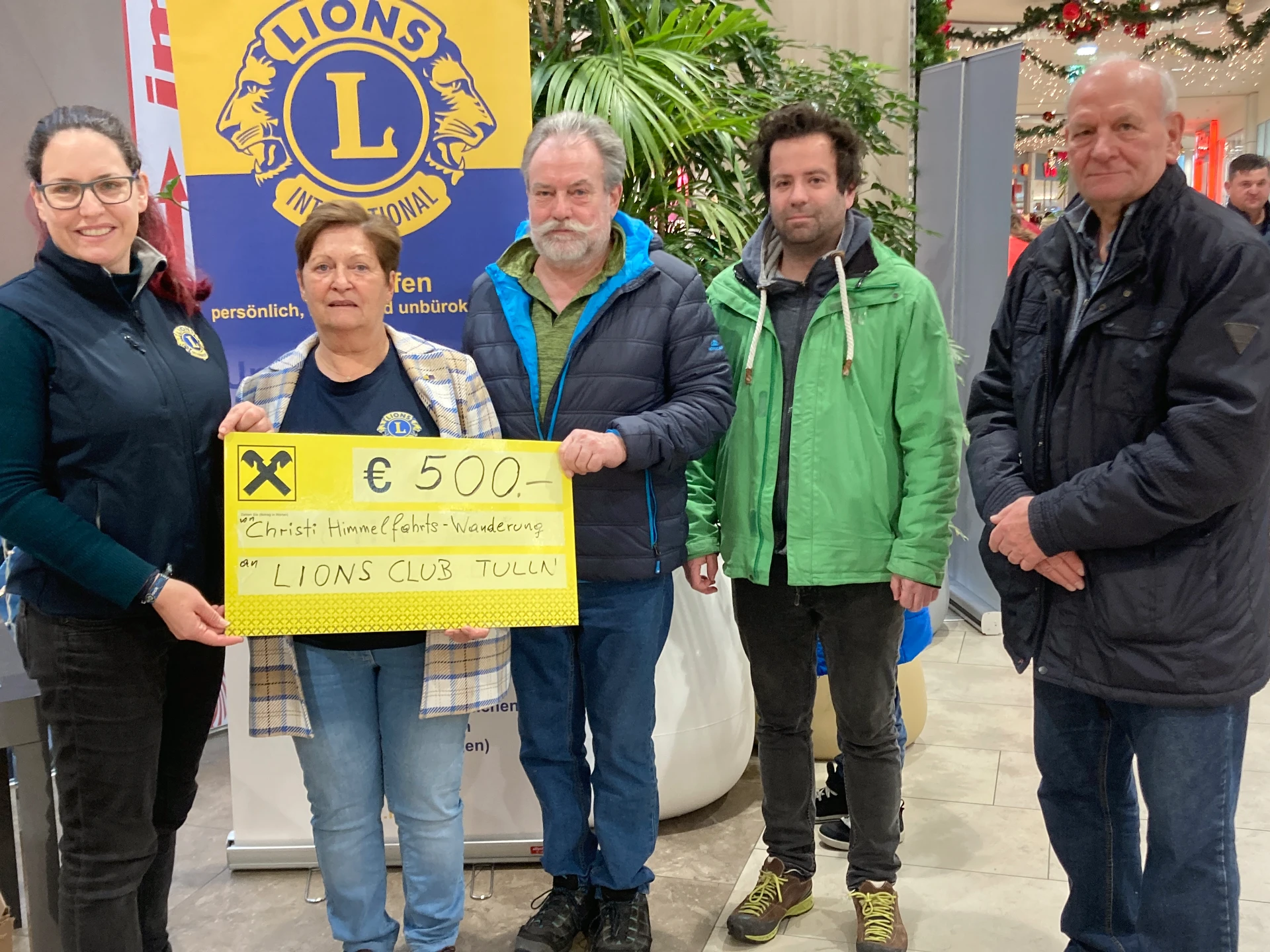 Spendenübergabe Männerwanderung Tulln-Stockerau an den Lions Club Tulln, 2023